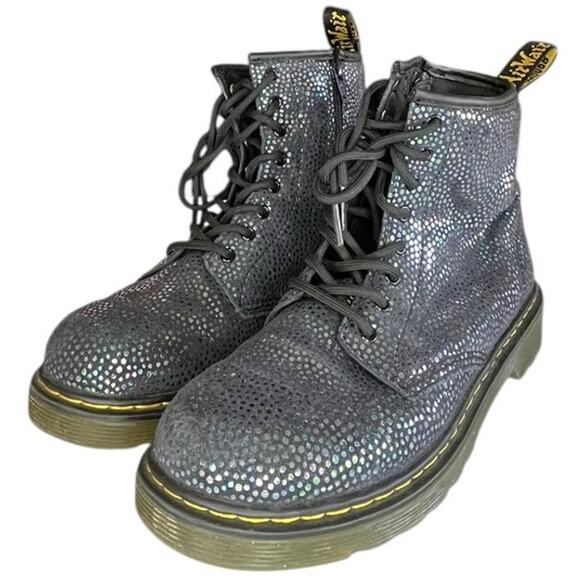 Unisex Dr. Martens Pascal 1460 Lace-Up Metallic Suede Combat Boot SZ M4/W5 Black - Picture 2 of 7